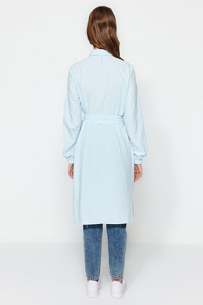 Trendyol Modest Șapcă de cămașă din bumbac, detaliată, de buzunar cu curea albastru deschis TCTSS23TG00023