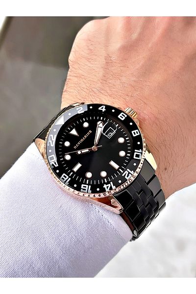 Navimarine Black Color Steel Strap Men's Wristwatch Bracelet Gift
