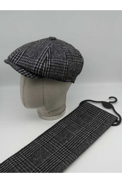 Shopiolog Şapka Atkı Takım David Beckham Model Peaky Blinders Kışlık Kasket