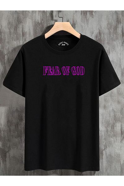 DEEPSENCE Unisex Oversize T-shirt Fear Of God Εκτύπωση Μαύρο