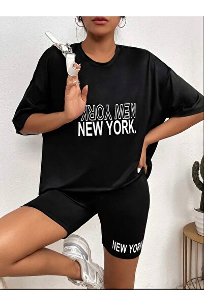 AFROGİYİM Women's Oversize New York Printed Tights Set