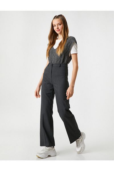 Koton Basic Fabric Trousers Straight Leg Buttoned Zipper Closure