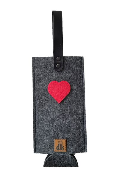 dilekolay Şişe Taşıma Çantası - Hediyelik Şarap Şişe Çantası - Parti Hediyelik Şişe Kılıfı - Kalp