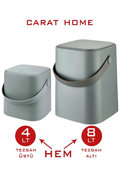 Carat Home Avantajlı 2'li Set Click Kapaklı Tutma Saplı Iç Kovalı Tezgah Üst ...