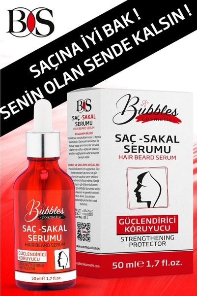 bs bubbles cosmetic Kırmızı Serum Saç Ve Sakal Besleyici Dolgunlaştırıcı Canlandırıcı Bakım Yağı 50ml