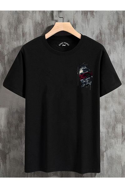 DEEPSENCE Tricou negru oversize unisex imprimeu Zeus la spate