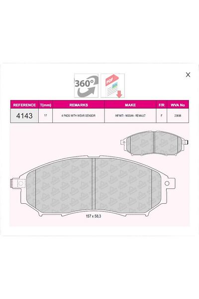 BEŞER For Ten Brake Pad Nıssan Qashqaı, Navara, Pathfinder and Renault Kaleos Applications