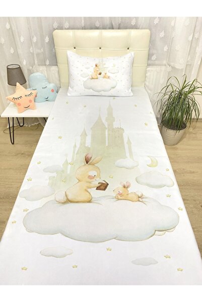 EVPANYA Masal Diyarı Tavşanları Desenli Yatak Örtüsü Ve Yastık Kılıfı