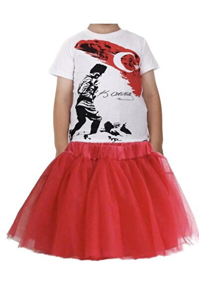 FATELLA Devojčica, majica kratkih rukava Ataturk Štampano sa tutu suknjom, se...