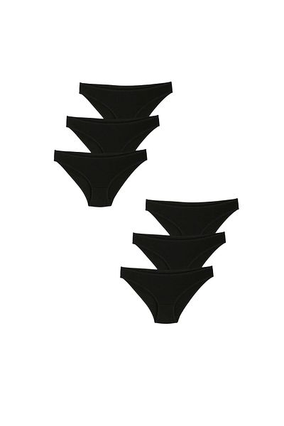 LİVANDO Πακέτο 6 Γυναικεία Slip Panties - Μαύρο Χρώμα 95% βαμβάκι.