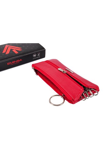Eminsa Unisex Red Leather Keychain