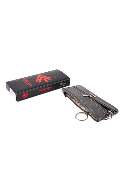 Eminsa Unisex Gray Leather Keychain