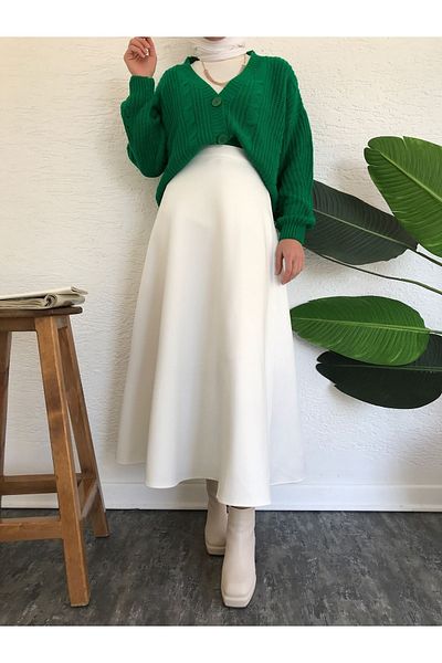 CNG MODA Hijab Scuba Bell Skirt White