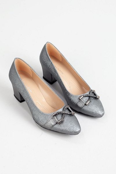 Adım Adım Women's Platinum Color Classic Heeled Shoes