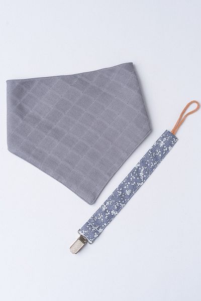 MyVera Gray Scarf - Gray Floral Pacifier Strap Set of 2