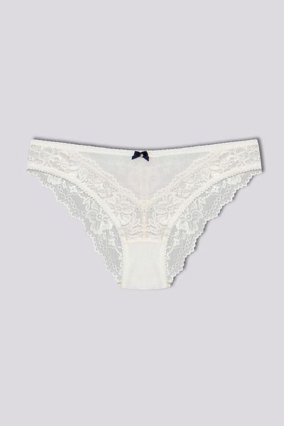 HNX Ecru Stone And Tulle Detailed Lace Slip Women's Panties