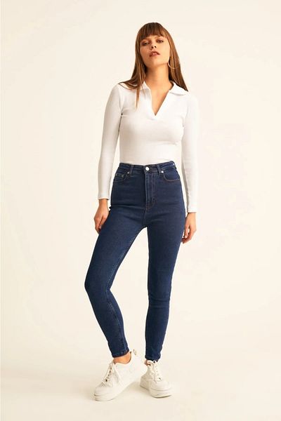 SANTA BELLA Blugi skinny albastru închis Napoli pentru femei Power Lycra Jeans Pantaloni Gatherer