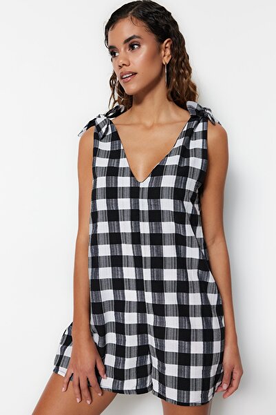 Trendyol Collection Černá Wide Fit tkaná kombinéza TBESS21TU0204