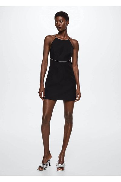 MANGO Woman Open Back Strass Jewelled Dress