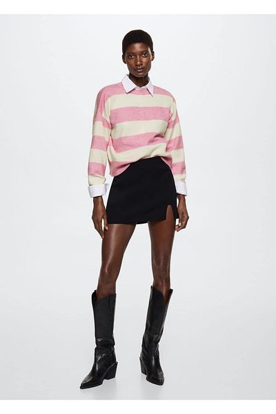 MANGO Woman Round Neck Striped Sweater