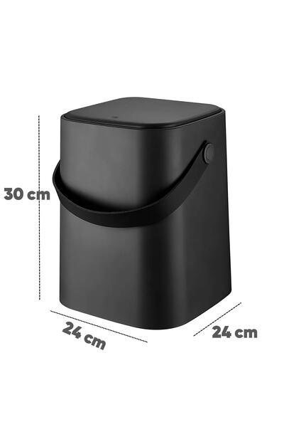Carat Home 8 Lt Black Countertop with Holding Bucket and Click Lid - Kitchen Top Garbage Can (Large Size)