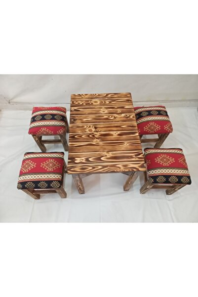 DİVAN DEKOR Ahşap Tabure Takımı