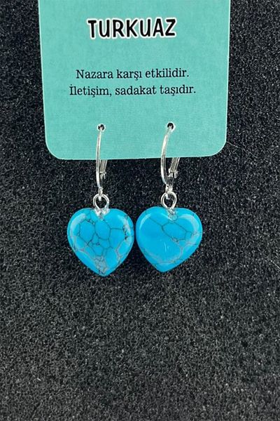 NehirTaş Certified Natural Stone Heart Earrings