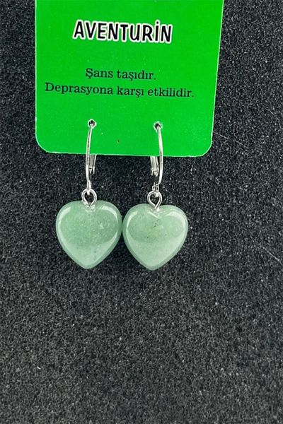 NehirTaş Certified Natural Stone Heart Earrings