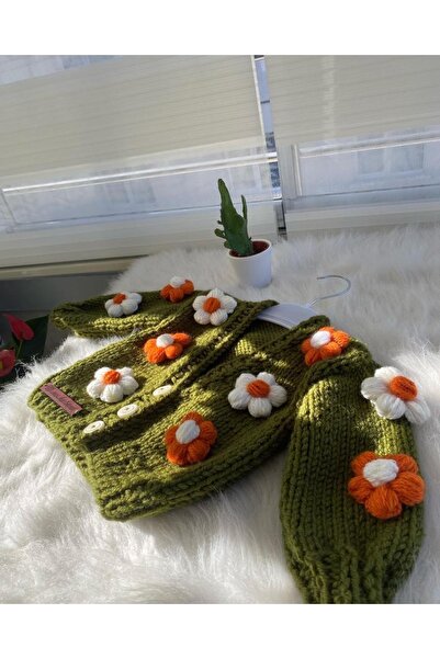 El Emeği Papatyalı Hırka