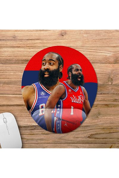 Pixxa جيمس هاردن - فيلادلفيا 76ers - نموذج لوحة ماوس مع دعم المعصم من Nba - 2 بيضاوي
