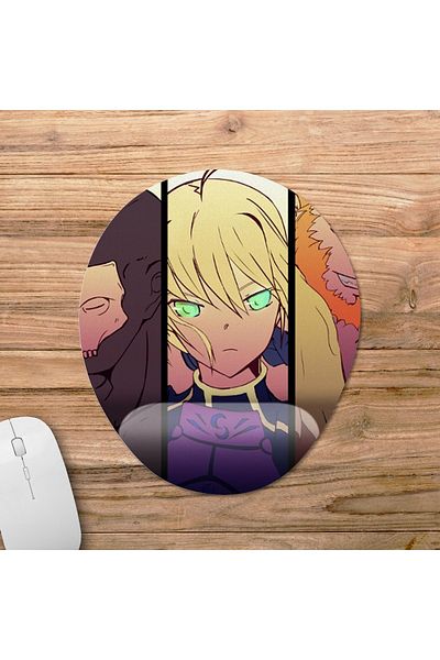 Pixxa موديل Fate / Zero لوحة ماوس مع مسند للمعصم - 3 بيضاوي