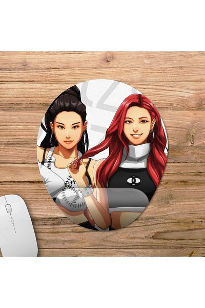 Pixxa موديل لوحة ماوس Itzy مع مسند للمعصم - 3 بيضاوي