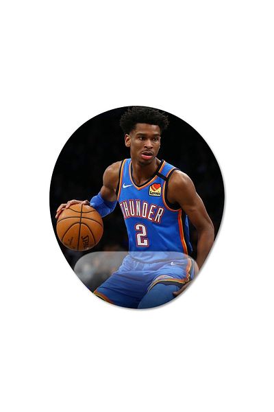 Pixxa Shai Gilgeous-alexander - Oklahoma City Thunder - نموذج لوحة ماوس مع دعم المعصم من الدوري الاميركي للمحترفين - 3 بيضاوي