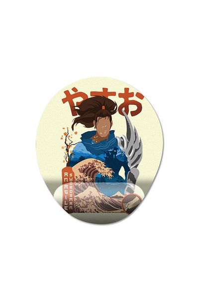 Pixxa نموذج لوحة ماوس لدعم المعصم من Yasuo Swordsman - بيضاوي واحد
