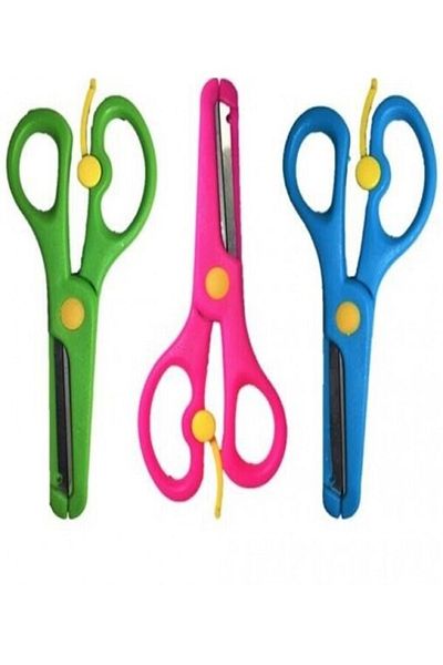 NEWBRENDHOME 24Pcs Plastic Protected Blunt Tip Spring Loaded Children's School Scissors, Preschool and Elementary School
