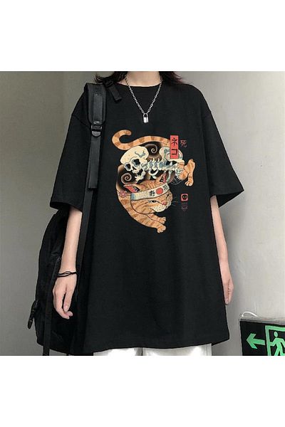 Touz Μπλουζάκι Blunt Blunt Skeleton Cat Μαύρο Unisex Oversize