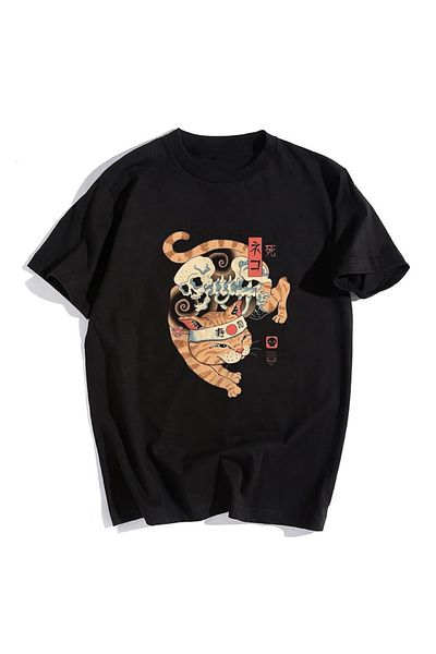 Touz Μπλουζάκι Blunt Blunt Skeleton Cat Μαύρο Unisex Oversize