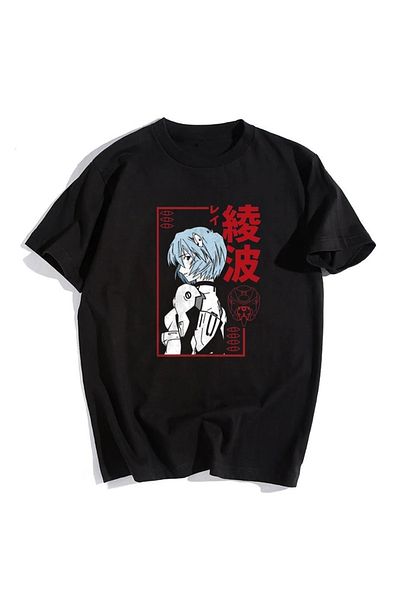 Touz Μαύρο μπλουζάκι Unisex Oversize Rei Ayanami