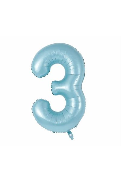 Deniz Party Store Blue 3 Three Year Old Foil Balloon 34 Inch 76-80 Cm