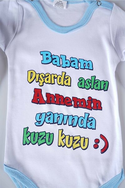 MİNİKO KİDS Baby Kids Long Sleeve Cotton Bady Bodysuit with Lion Written on My Father Outside