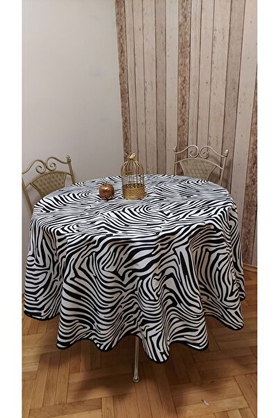 gonk Round, Zebra Patterned, Duck (LIQUID PUSHER, SPOT-PROOF) Fabric, Table Cloth