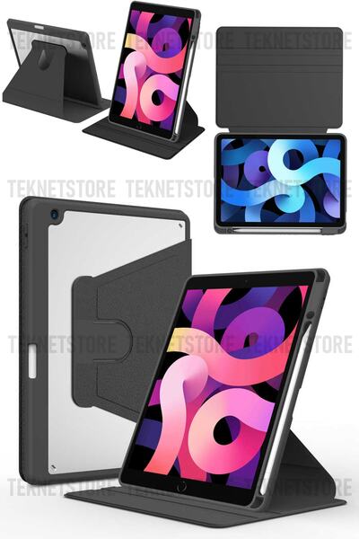 TEKNETSTORE Apple Ipad 10.2 8. Ve 9. Nesil 2020/2021 Kılıf Kalemlikli 360 Dön...