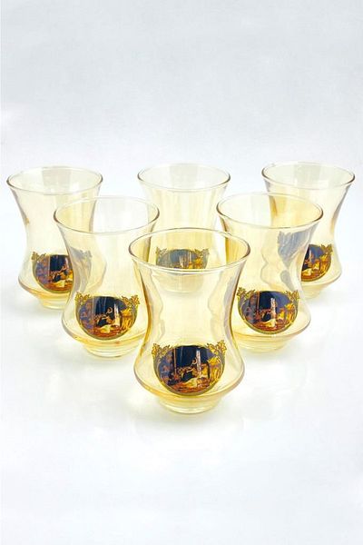 Tiesa Home 6-Piece 100cc Luster-lined Labeled Coffee Water Glass Zamzam Tea Glass