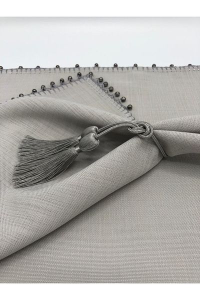 KATMERTEKS 12 Pieces Smoked Napkin Ring with Tassel Tie Model