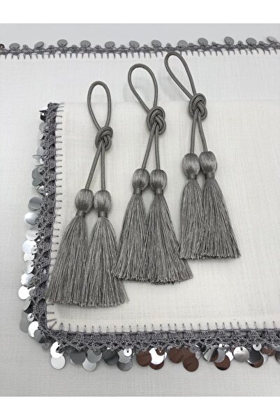 KATMERTEKS 12 Pieces Smoked Napkin Ring with Tassel Tie Model