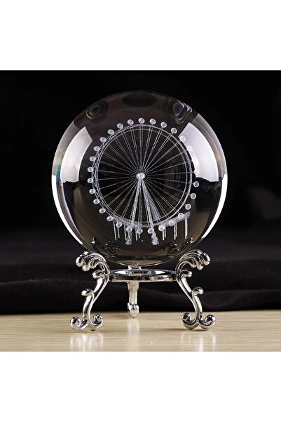 keyfim shop Dekoratif Metal Ayaklı Dönme Dolap 3d Cam Küre