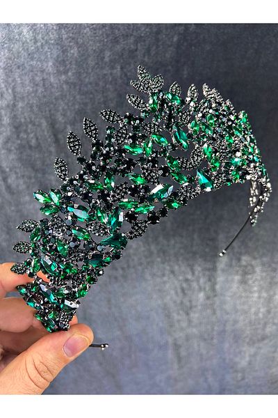Hobigram Coroana de mireasa si henna cu model de frunze model Sena verde – Coroana