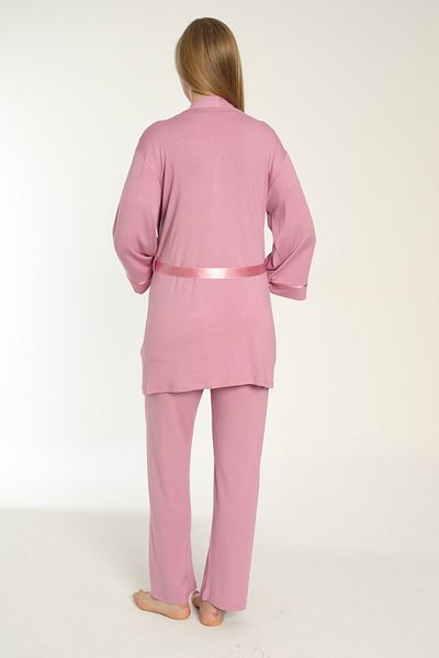 Miss Dünya Lissa Dried Rose Maternity and Pregnant Pajamas Set with Breastfeeding Dress