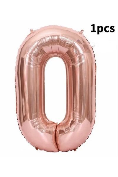Deniz Party Store Rose Gold 0 Zero Foil Balloon 34 Inch 76-80 Cm