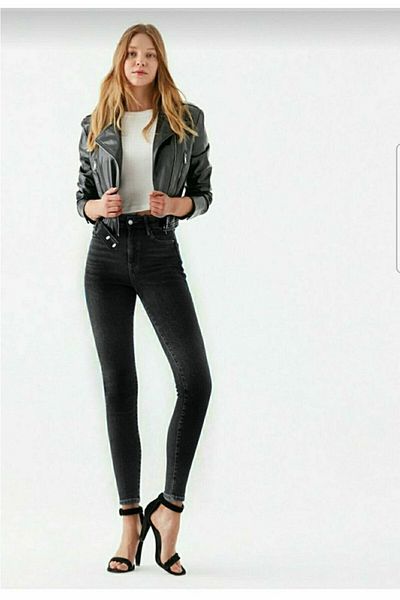 LİMABEL Alice Allstar Ikon Gold Skinny Jeans Anrasityel Women's Washable Lycra